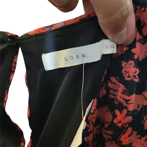 New LUSH Floral Print Long Sleeve V Neck Mini Dress - Picture 4 of 9